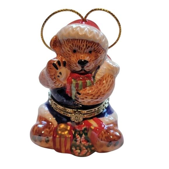 Mr Christmas Santa Bear Ornament Photo Keeper Music Box - Picture 1 of 12